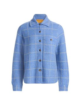 Guest in Residence Women's Windowpane Check Cashmere-Linen Shirt