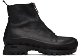 Guidi Guidi Black VS01 Leather Front Zip Ankle Boots