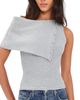 GUIZIO GUIZIO Draped Collar Sweater Heather Grey - 1