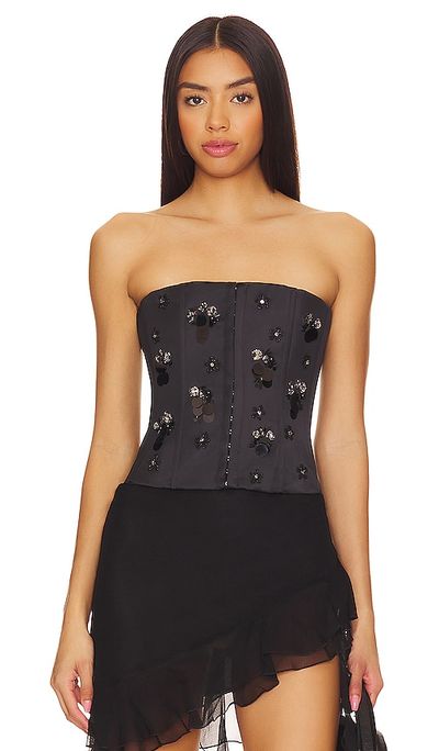 GUIZIO - Embellished Satin Corset