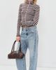 GUIZIO GUIZIO Fitted Knit Crew Neck BLUE/BROWN STRIPE - 5
