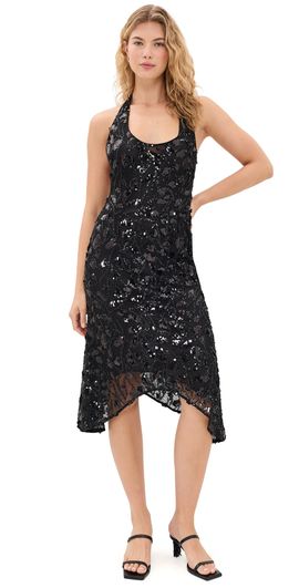 GUIZIO GUIZIO Gisele Sequin Lace Dress Black