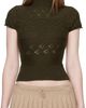 GUIZIO GUIZIO Khaki Vivienne Short Sleeve Cable Turtleneck - 1