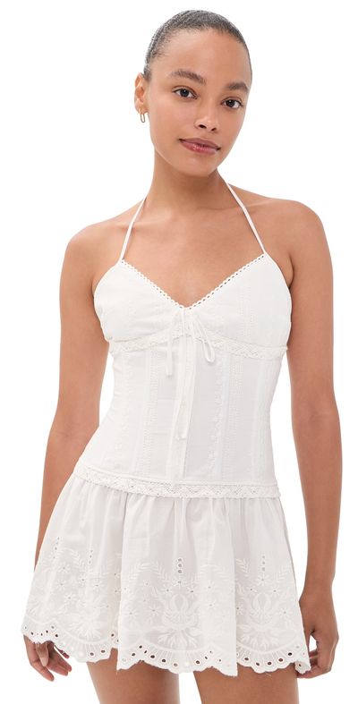 GUIZIO GUIZIO Marini Eyelet Mini Dress White