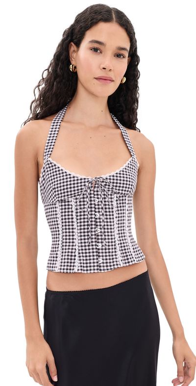 GUIZIO GUIZIO Marini Gingham Corset Black/White