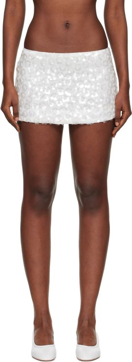 GUIZIO GUIZIO Off-White Floral Paillette Miniskirt