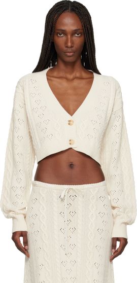 GUIZIO GUIZIO Off-White Noah Wool Cable Crop Cardigan