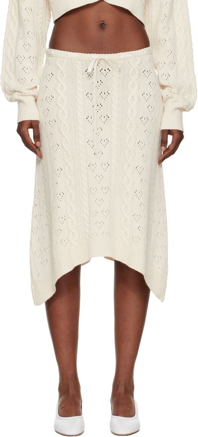 GUIZIO GUIZIO Off-White Noah Wool Cable Midi Skirt