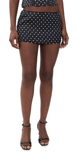 GUIZIO GUIZIO Satin Paloma Skirt Black Micro Dot
