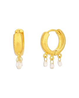 Gurhan Gurhan 18K & 22K Yellow Gold Dew Diamond Briolette Huggie Hoop Earrings, 0.55 tcw