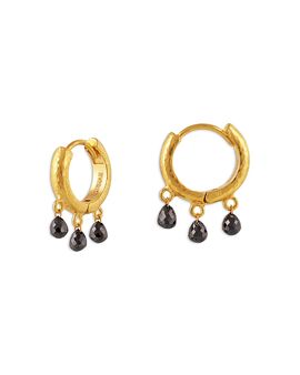Gurhan Gurhan 18K & 22K Yellow Gold Hoopla Black Diamond Briolette Huggie Hoop Earrings, 1.3 tcw