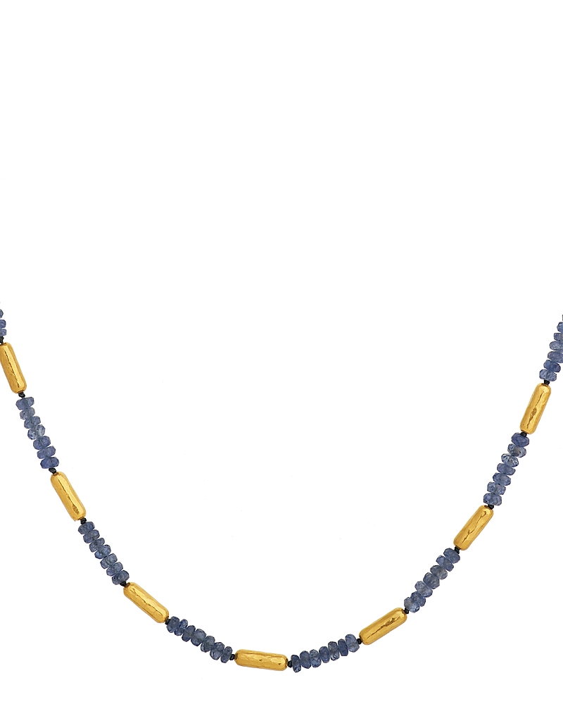 Gurhan Gurhan 18K & 24K Yellow Gold Vertigo Blue Sapphire Gale Bead Collar Necklace, 16