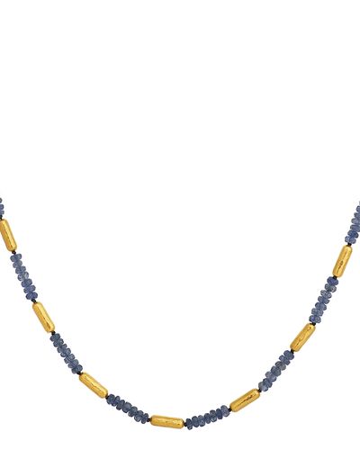 Gurhan Gurhan 18K & 24K Yellow Gold Vertigo Blue Sapphire Gale Bead Collar Necklace, 16