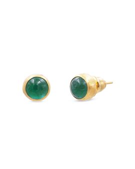 Gurhan Gurhan 24K Yellow Gold Rune Emerald Stud Earrings