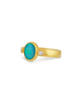 Gurhan Gurhan 24K Yellow Gold Rune Opal & Diamond Cocktail Ring
