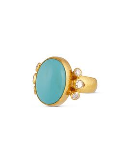Gurhan Gurhan 24K Yellow Gold Rune Turquoise & Diamond Cocktail Ring