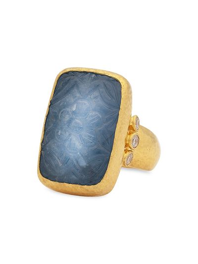 Gurhan Women's Rune 24K Yellow Gold, Aquamarine, & Diamond Ring