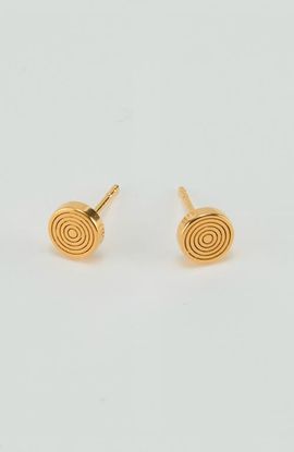 Gwen Beloti Gwen Beloti Etched Round Disk Stud Earring