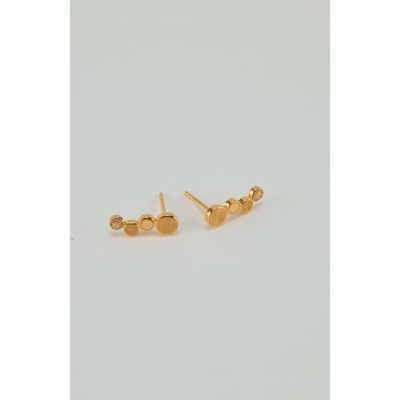 Gwen Beloti Gwen Beloti Tiered Etched Round Stud Earring