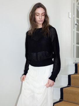 H8 LOGOS CROCHET SWEATER (BLACK)