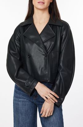 Habitual Habitual Faux Leather Crop Trench Coat