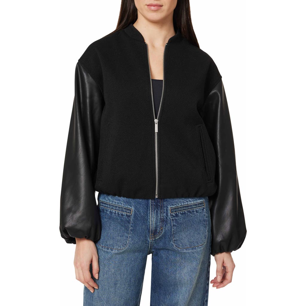 Habitual Habitual Faux Leather Sleeve Bomber