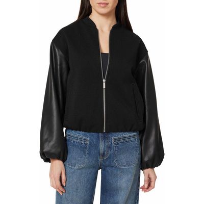 Habitual Habitual Faux Leather Sleeve Bomber