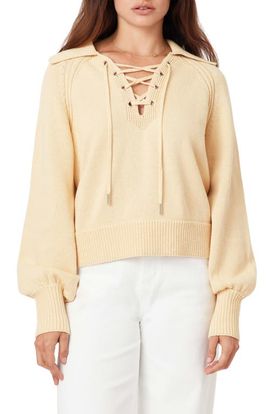 Habitual Habitual Lace-Up Cotton Sweater