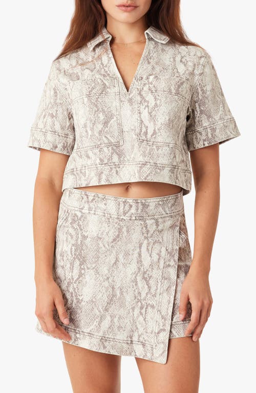 Habitual Habitual Snakeskin Print Denim Crop Top
