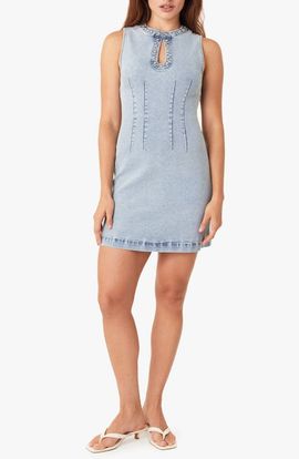 Habitual Habitual Studded Seamed Denim Minidress