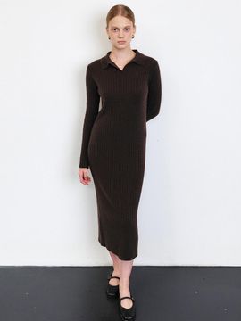 HACIE COLLAR DETAIL KNIT DRESS [3COLORS]