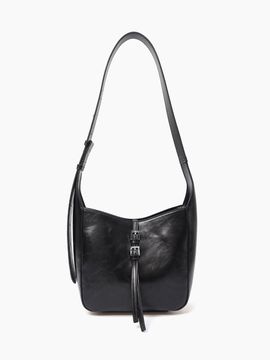 HACIE DOUBLE BUCKLE SHOULDER BAG [BLACK]
