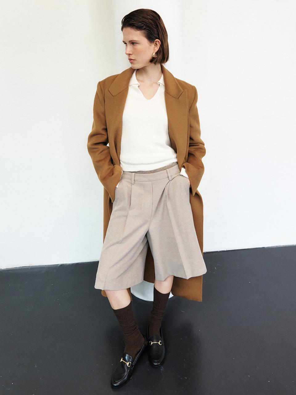HACIE DOUBLE WAIST WOOL BLENDED HALF PANTS [3COLORS]