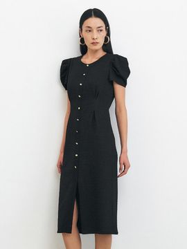 HACIE Metal Button Detail Crinkle Dress