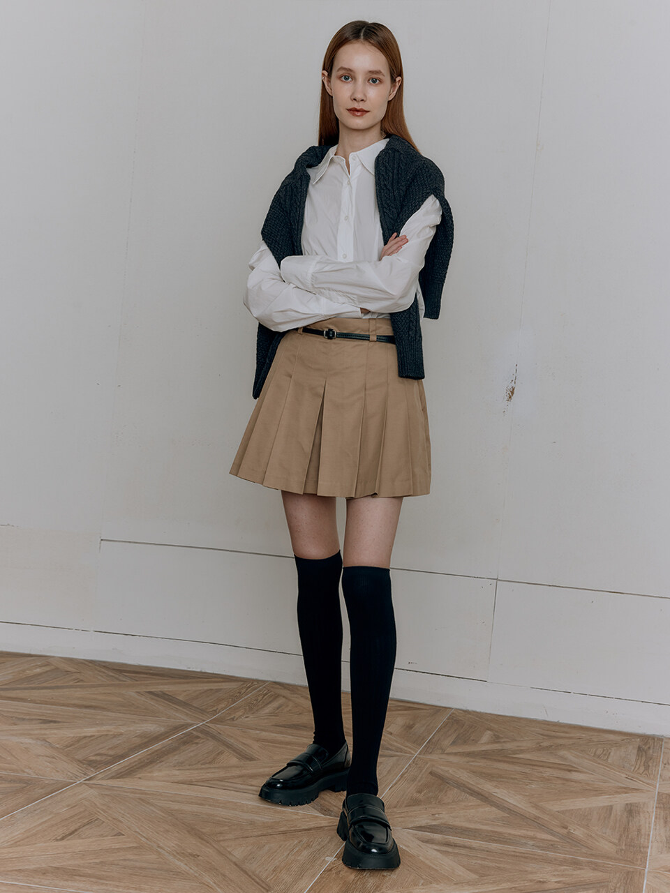 HACIE Mini Low Rise Pleats Skirt (Belt Set)