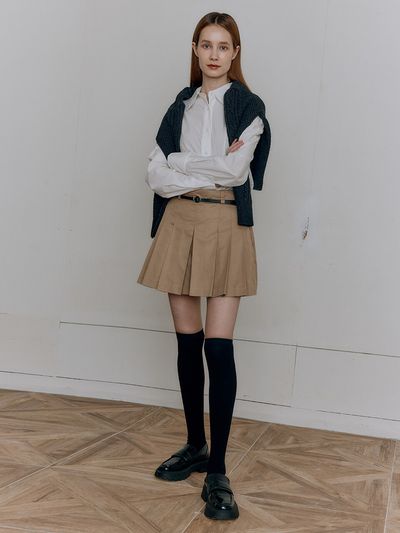 HACIE Mini Low Rise Pleats Skirt (Belt Set)