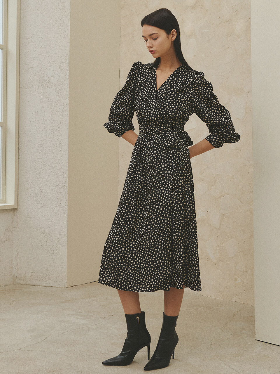 HACIE Puff Sleeve Wrap Dress (2 Colors)