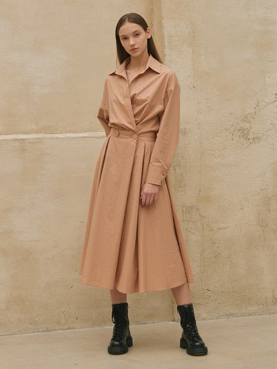 HACIE Shirt Collar Flared Long Dress