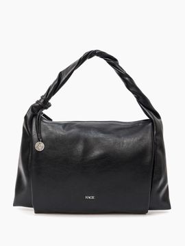 HACIE TWIST STRAP LEATHER BIG BAG [BLACK]