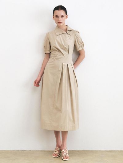 HACIE Unbalanced Pleats Long Dress