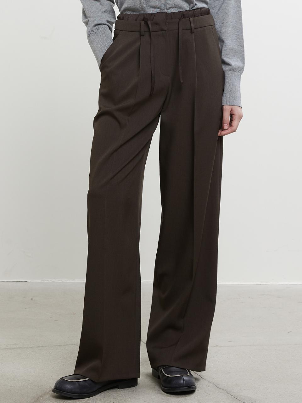 HAE BY HAEKIM Belt Layered String Wide Pants_Brown