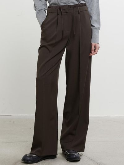 HAE BY HAEKIM Belt Layered String Wide Pants_Brown