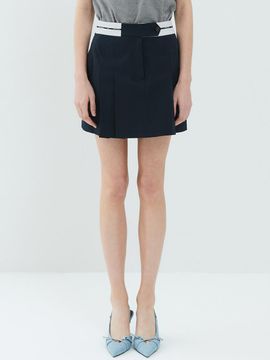 HAE BY HAEKIM Belt Pintuck Mini Skirt - Navy
