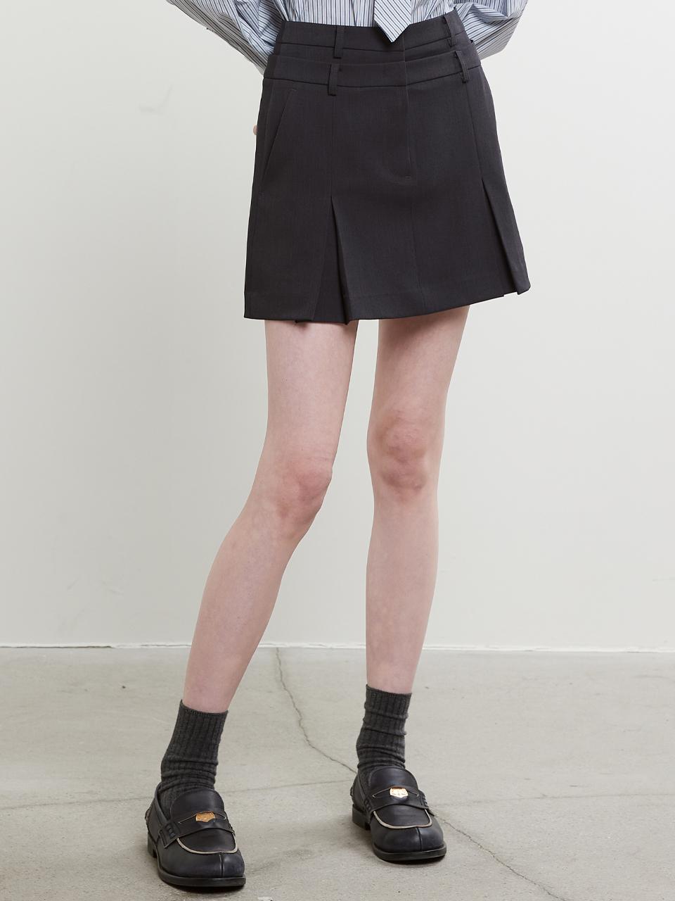 HAE BY HAEKIM Double Belt Miniskirt_Gray