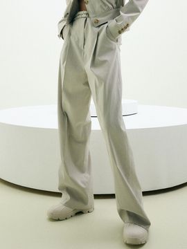 HAE BY HAEKIM Double Belt Wide Pants (Beige)