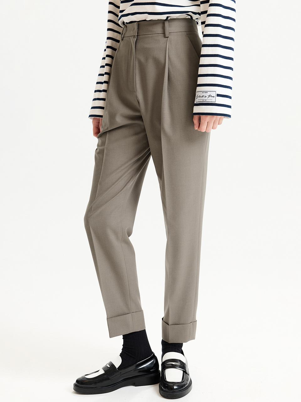 HAE BY HAEKIM Rolled-up Straight Pants_Beige