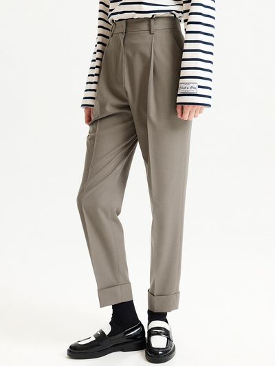 HAE BY HAEKIM Rolled-up Straight Pants_Beige
