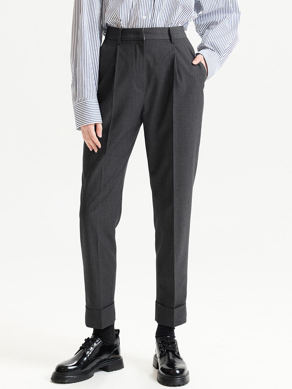 HAE BY HAEKIM Rolled-up Straight Pants_Grey