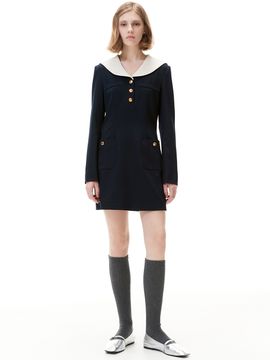 HAE BY HAEKIM Sailor Collar Mini Dress (Navy)