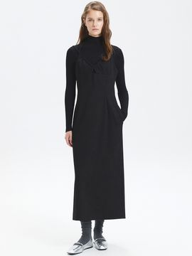 HAE BY HAEKIM Shirring Strap Sleeveless Dress - Black